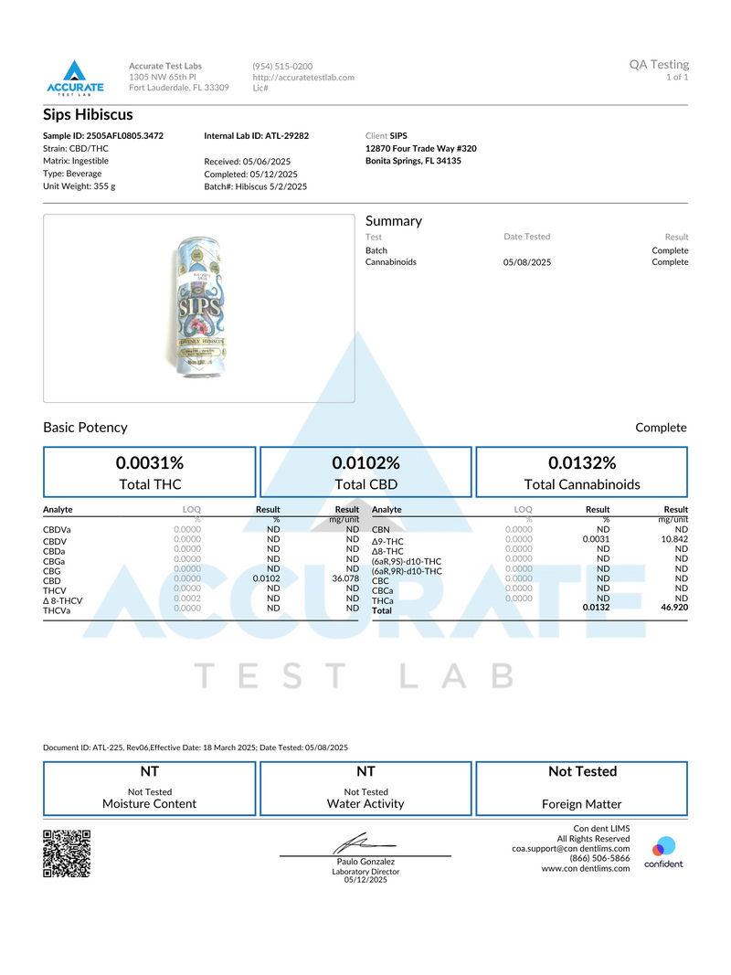 Lab certificate 1 for Heavenly Hibiscus